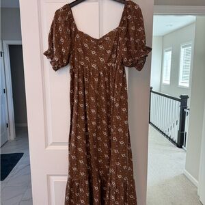 Rylee + Cru Chocolate Floral Long Sleeve Dress